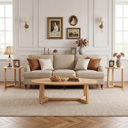 Nesting coffee table set of 3 with wood veneer tops and rubber wood legs DirectDeals on Tampa Home & Garden Store