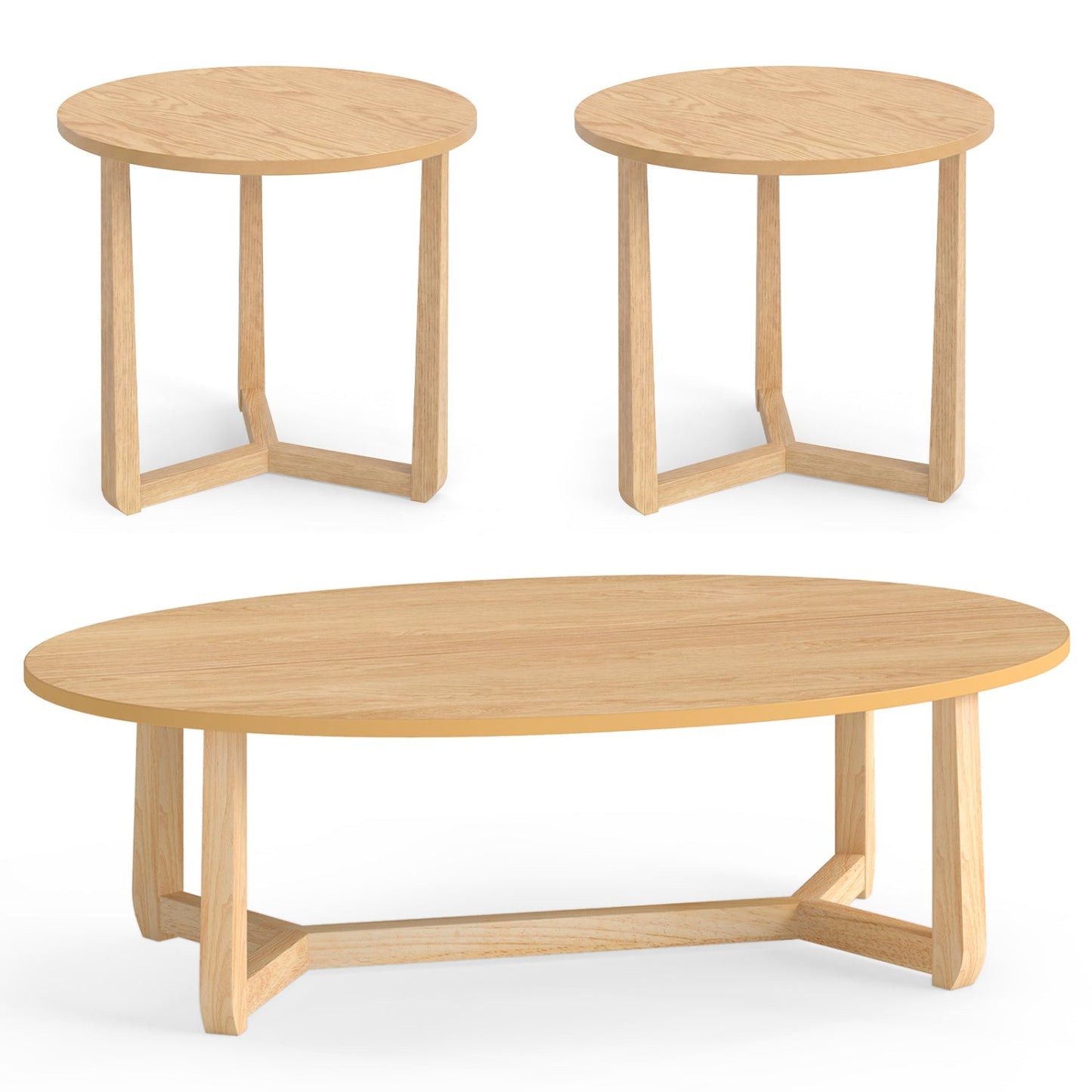 DirectDeals nesting coffee tables set of 3 with wood veneer tops and solid rubber wood legs on Tampa Home & Garden Store
