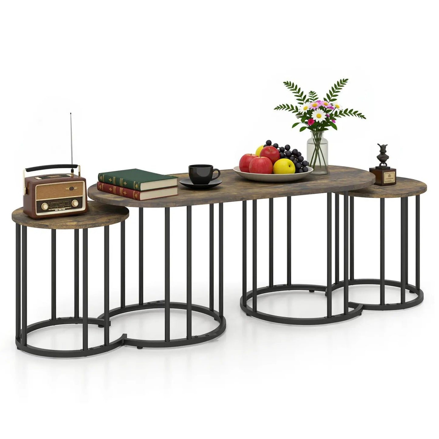 Nesting Coffee Table Set of 3 With Marble Tops