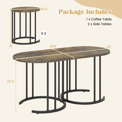 Nesting Coffee Table Set of 3 With Marble Tops