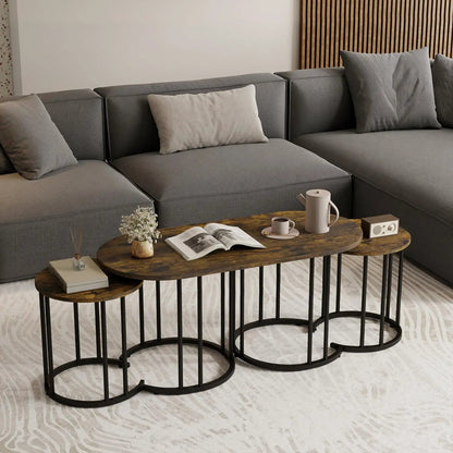 Nesting Coffee Table Set of 3 With Marble Tops