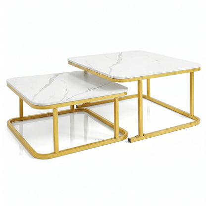 Nesting Coffee Table Set with Faux Marble Top