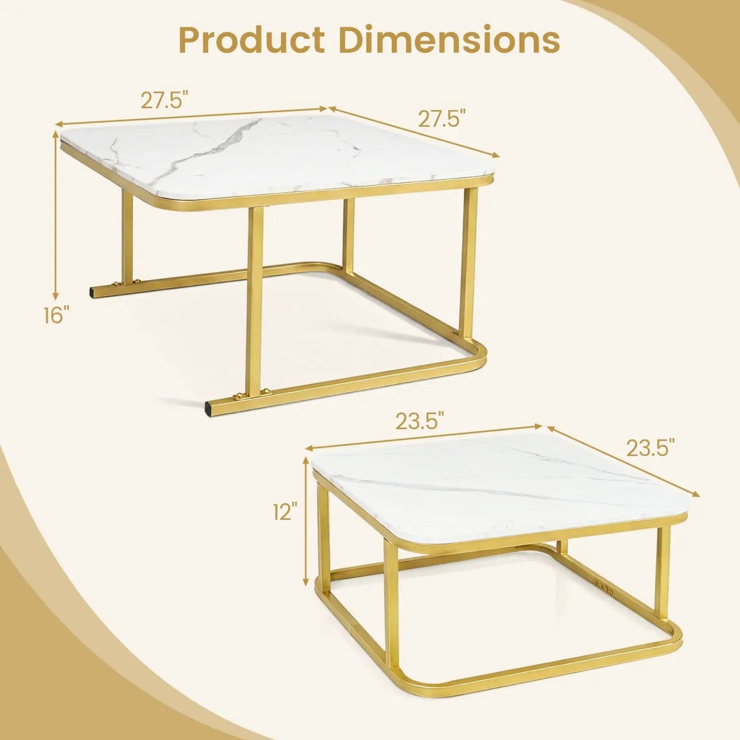 Nesting Coffee Table Set with Faux Marble Top