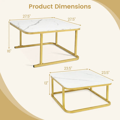 Nesting Coffee Table Set with Faux Marble Top