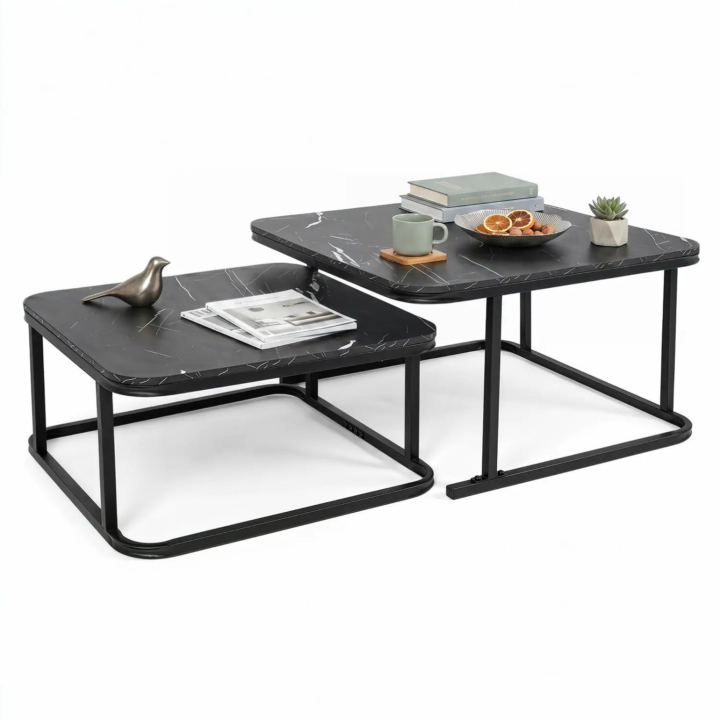 Nesting Coffee Table Set with Faux Marble Top
