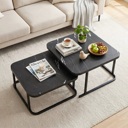 Nesting Coffee Table Set with Faux Marble Top