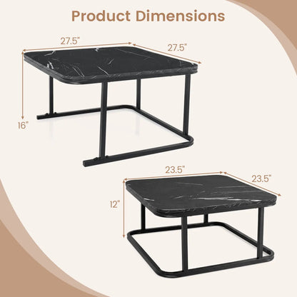 Nesting Coffee Table Set with Faux Marble Top
