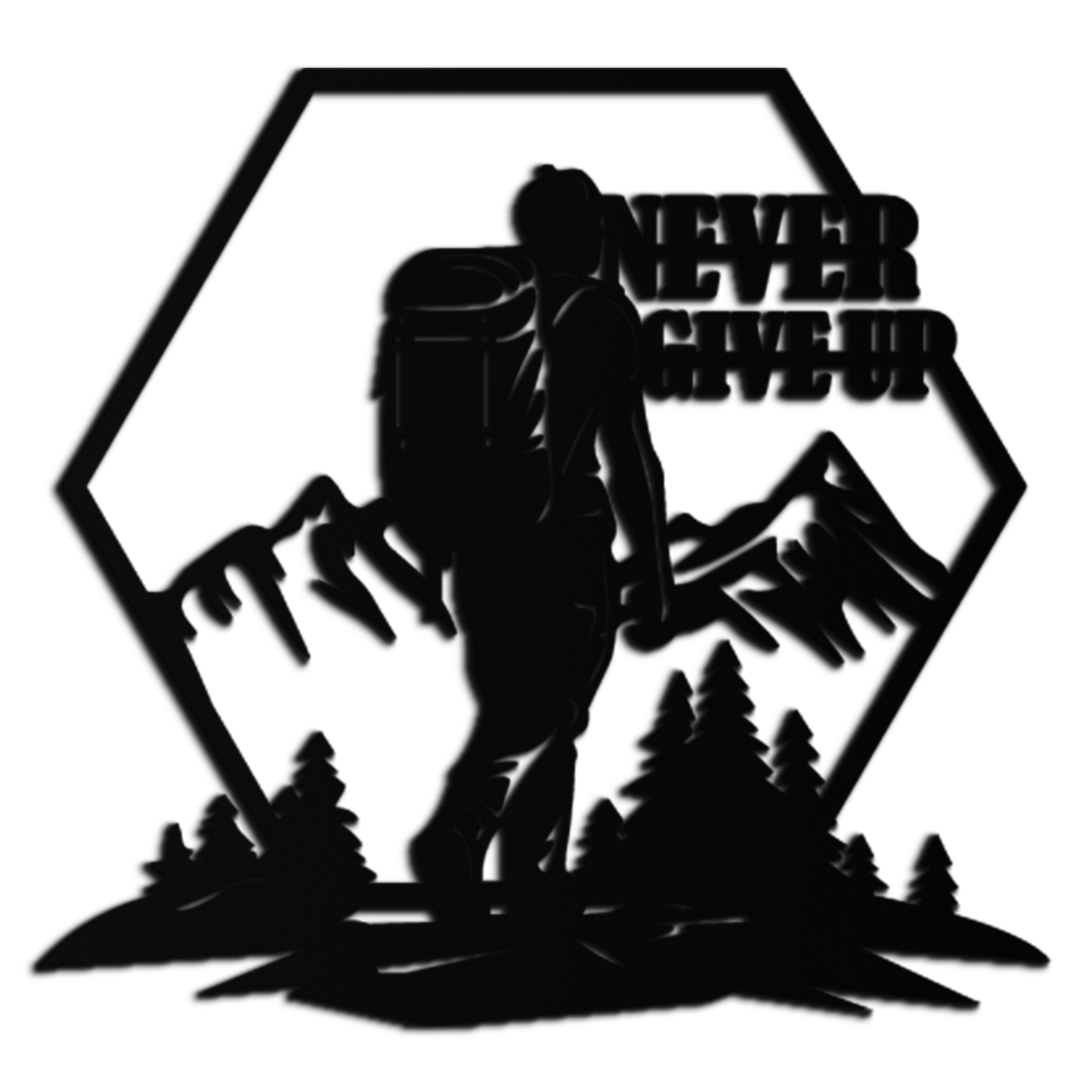 Never Give Up Hiking Metal Wall Art – Motivational Mountain Hiker Black Steel Decor for Adventure Lovers and Outdoor Enthusiasts- KAF463 - Tampa Home & Garden Store
