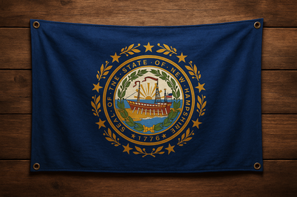 New Hampshire Flag with Grommets Along the Edges for Wall Hanging - Tampa Home & Garden Store