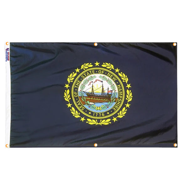 New Hampshire Flag with Grommets Along the Edges for Wall Hanging - Tampa Home & Garden Store