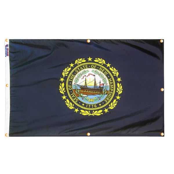 New Hampshire Flag with Grommets Along the Edges for Wall Hanging - Tampa Home & Garden Store