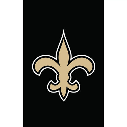 New Orleans Saints applique house flag black with gold fleur-de-lis outline on Tampa Home & Garden Store