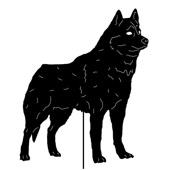 Siberian Husky garden stake, black metal lawn ornament by Rustica Ornamentals on Tampa Home & Garden Store