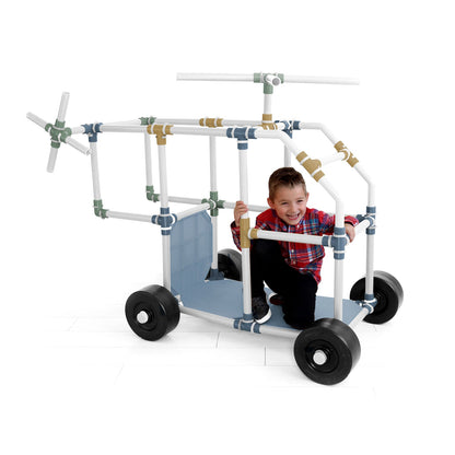 TubeLox Deluxe Set STEM toy frame with white PVC tubes and colorful connectors, 2 kits on Tampa Home & Garden Store