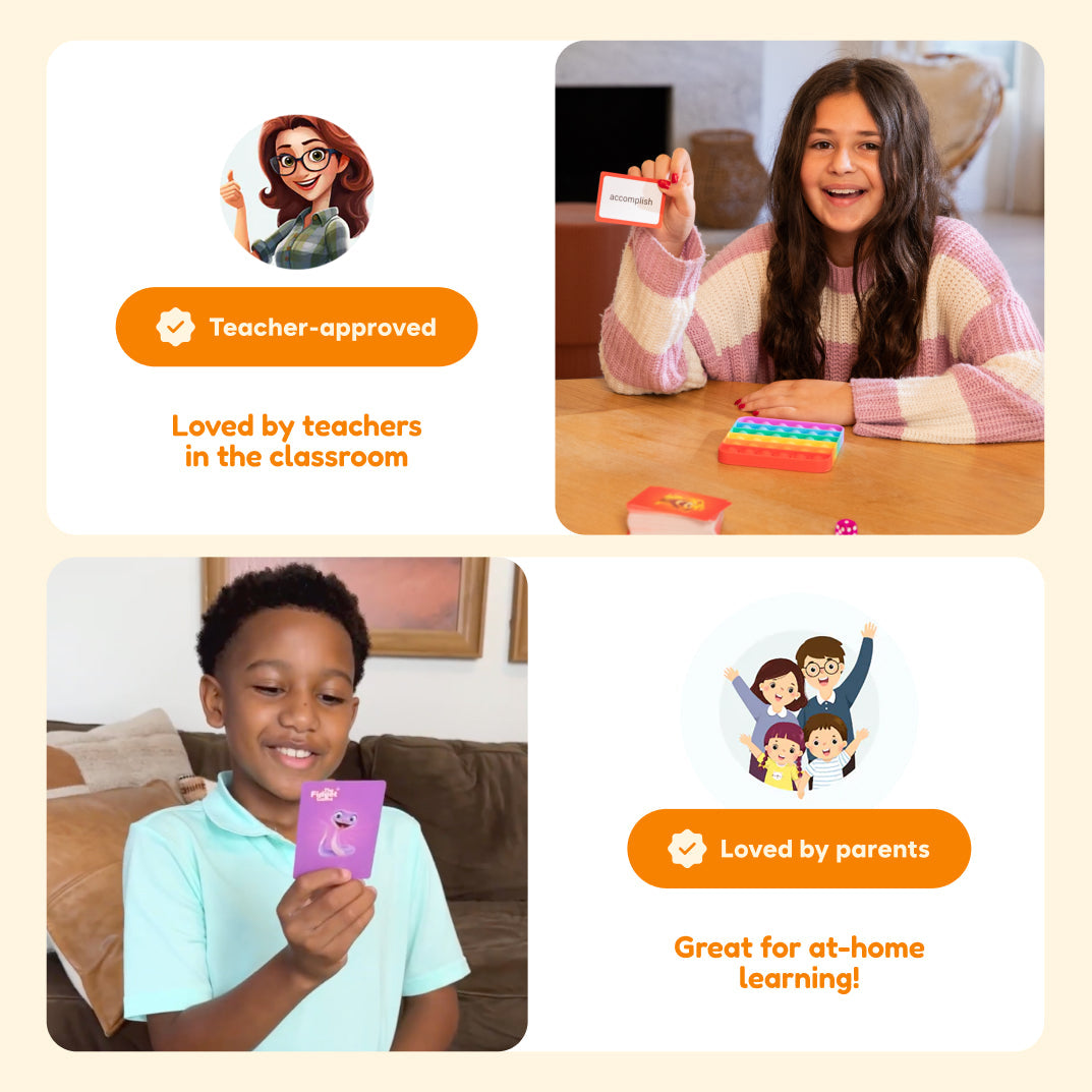 Sight Words Expansion 3-5 Card Packs by The Fidget Games with teacher-approved badge collage on Tampa Home & Garden Store