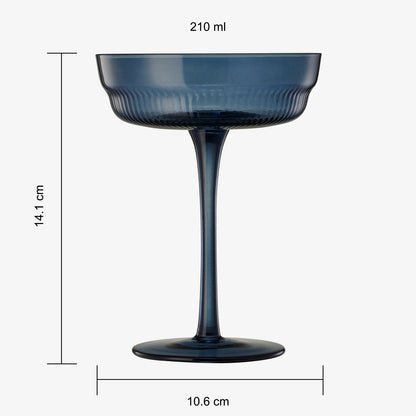 Tonal Champagne Coupe Set of 6 Ribbed Glassware