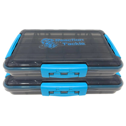 Reaction Tackle Premium Tackle Tray with 3 Clips, blue-accented lid and visible logo on Tampa Home & Garden Store