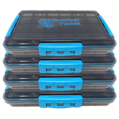 Reaction Tackle Premium Tackle Tray with 3 Clips, blue latch lids stacked on Tampa Home & Garden Store
