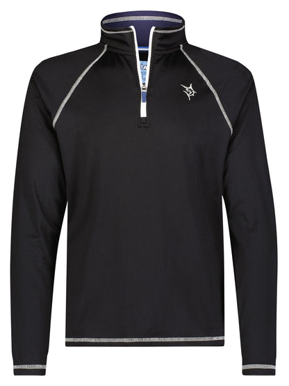 New Harbor Quarter Zip black with white zipper, contrast stitching, left chest logo on Tampa Home & Garden Store