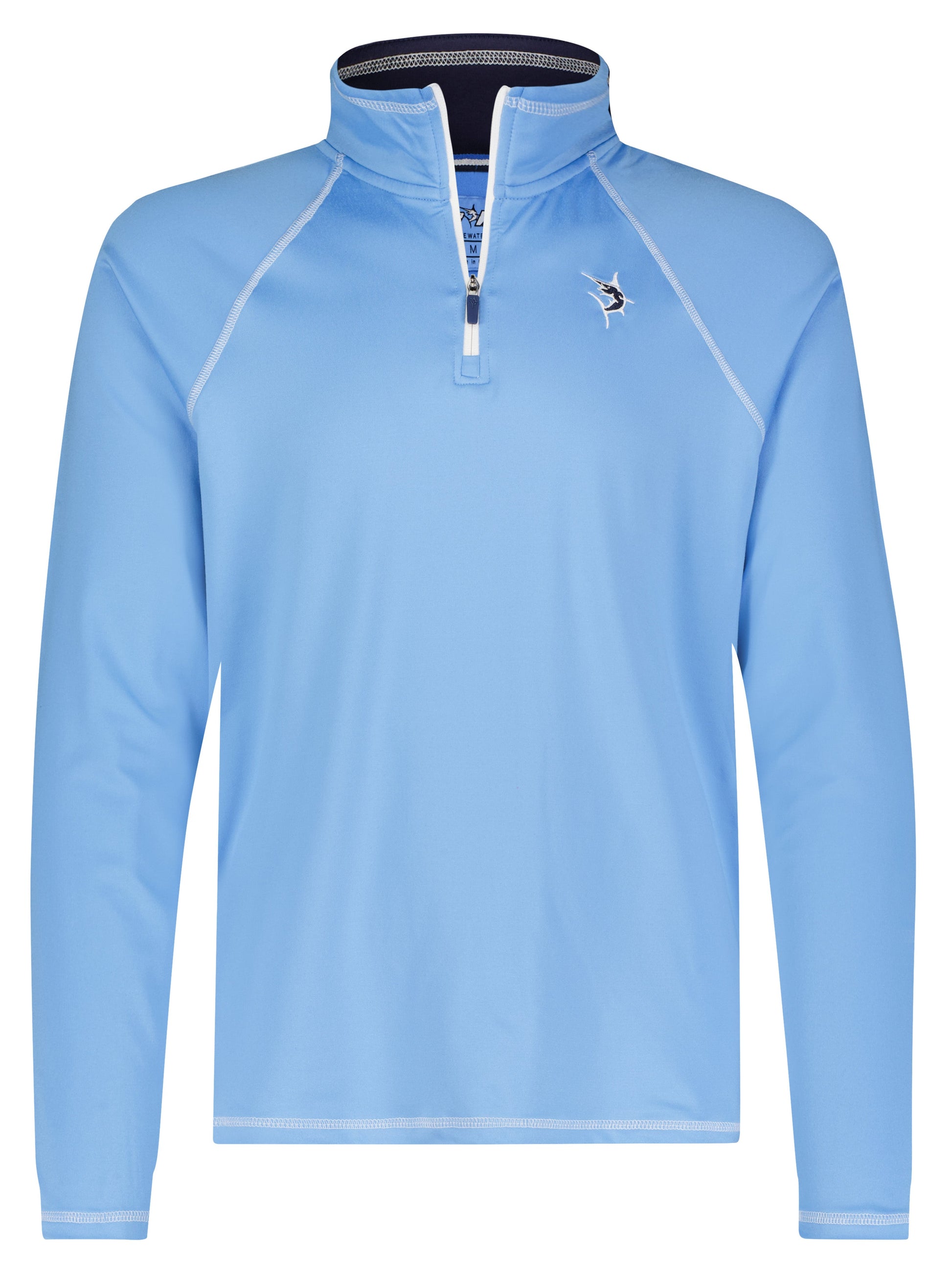 New Harbor Quarter Zip Effortless Comfort White Water Life blue quarter zip with zipper on Tampa Home & Garden Store