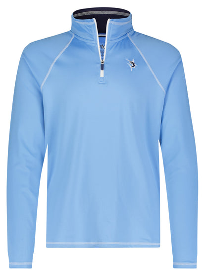 New Harbor Quarter Zip Effortless Comfort White Water Life blue quarter zip with zipper on Tampa Home & Garden Store
