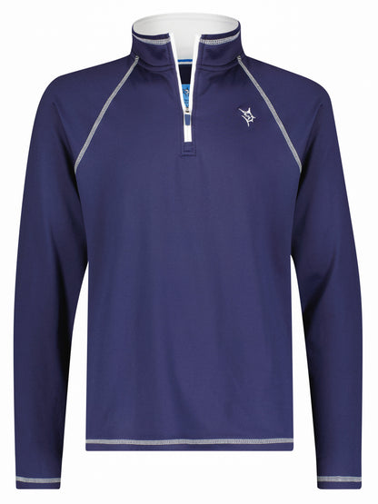 New Harbor Quarter Zip by White Water Life in navy with white zipper and contrast stitching on Tampa Home & Garden Store