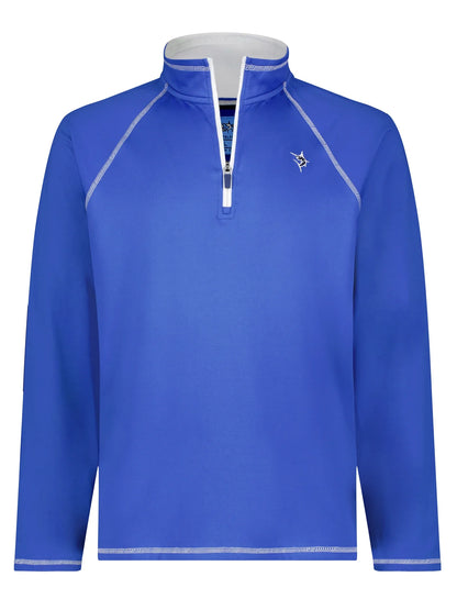 New Harbor Quarter Zip by White Water Life in blue with white zipper and piping chest logo on Tampa Home & Garden Store