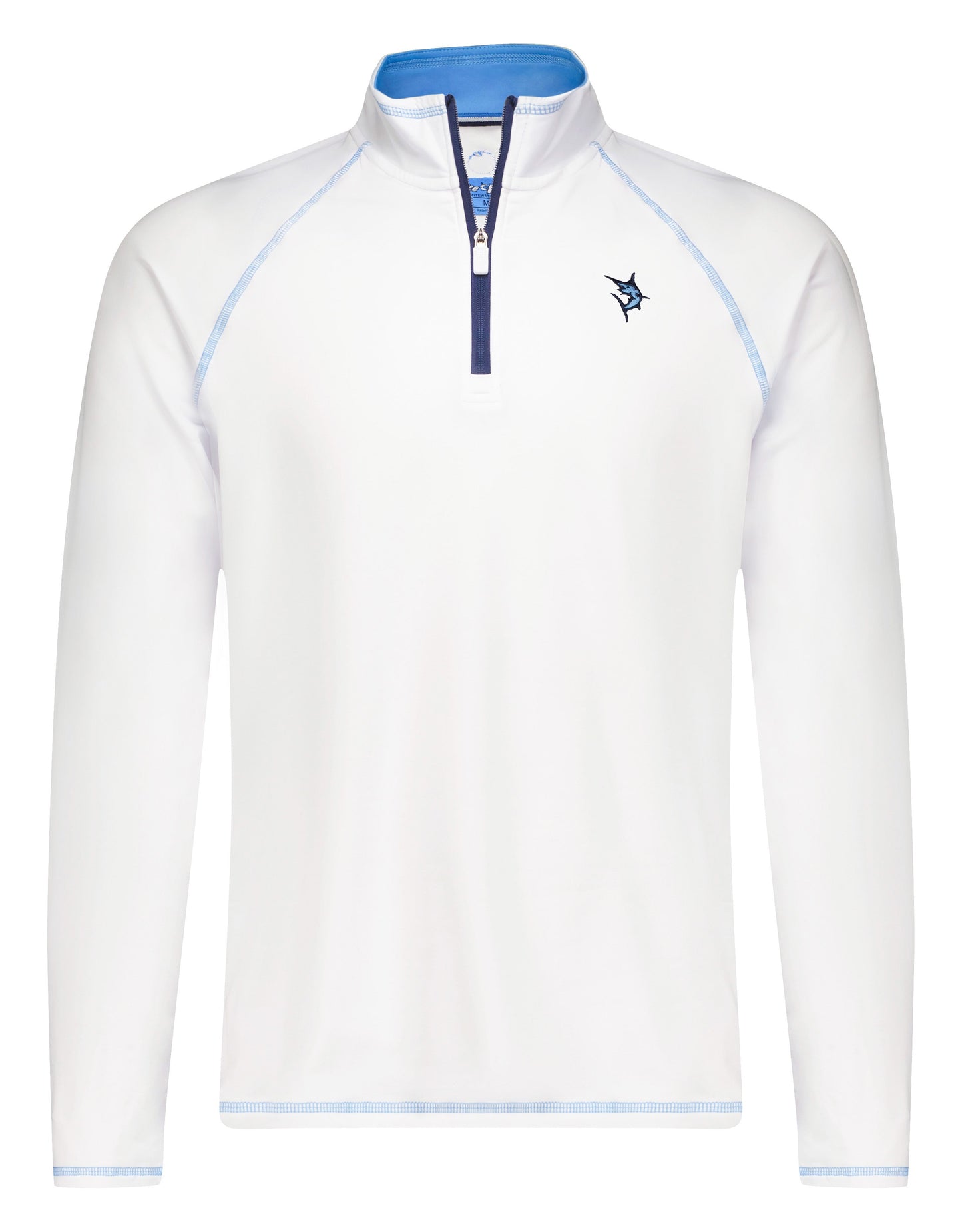 New Harbor Quarter Zip Effortless Comfort white-zip with navy zipper White Water Life on Tampa Home & Garden Store
