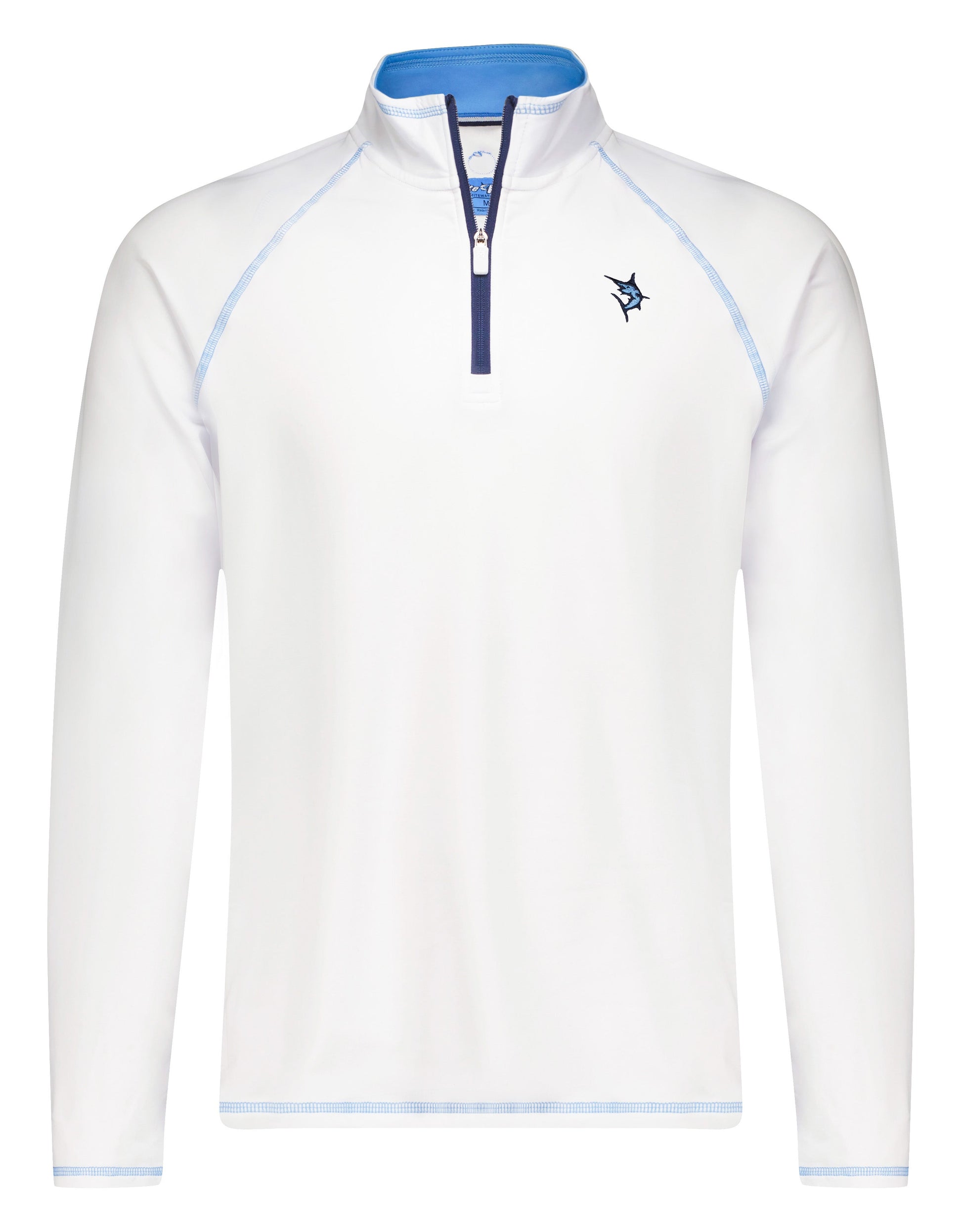 New Harbor Quarter Zip Effortless Comfort white-zip with navy zipper White Water Life on Tampa Home & Garden Store