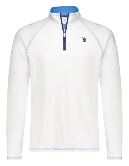 New Harbor Quarter Zip Effortless Comfort white-zip with navy zipper White Water Life on Tampa Home & Garden Store