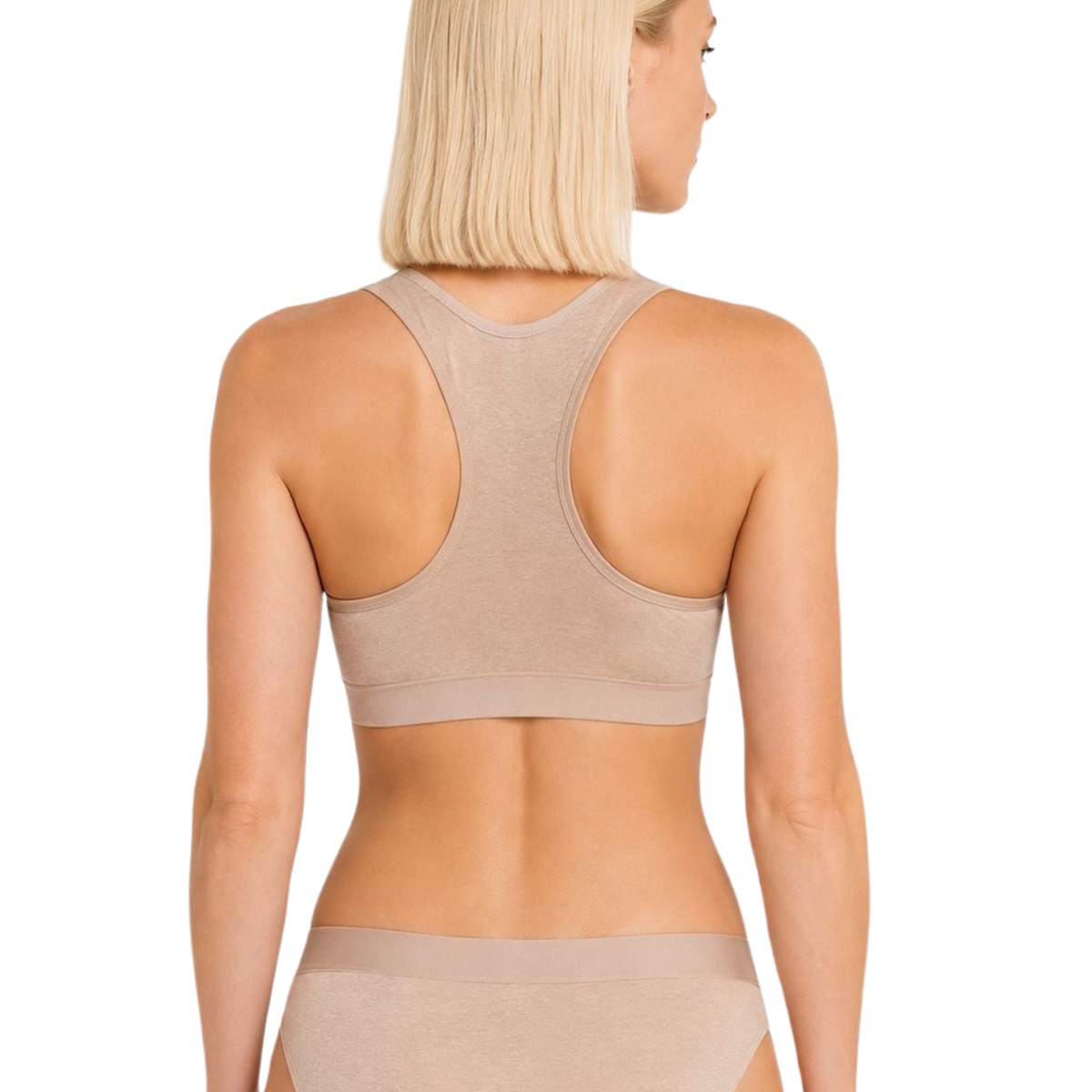 Raceback Bralette in nude hemp fabric, back view with racerback straps by Net Positive on Tampa Home & Garden Store
