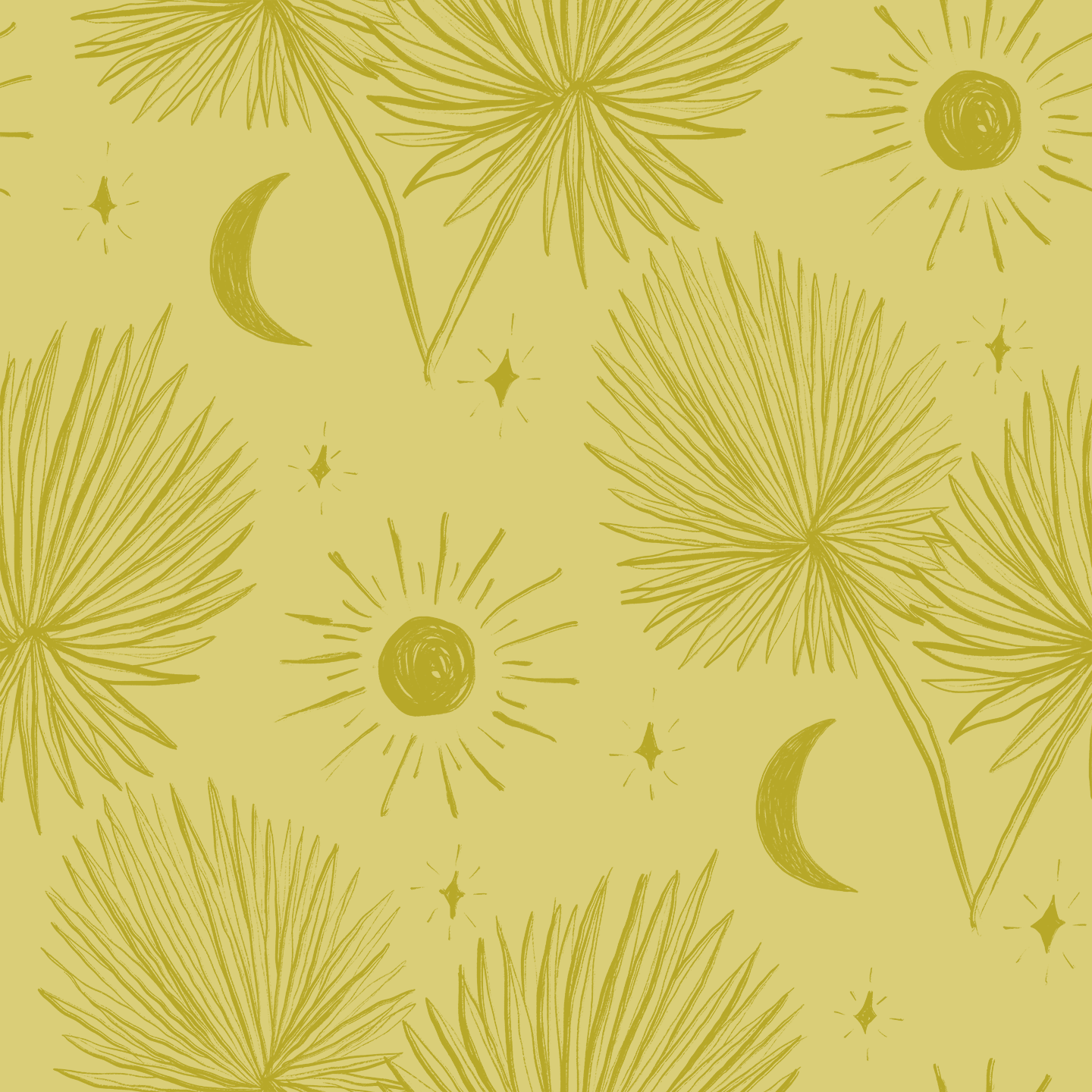 Night Palm Wallpaper, lemon and chartreuse - Tampa Home & Garden Store