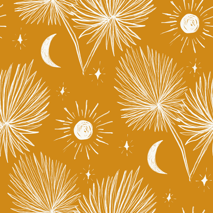 Night Palm Wallpaper, marigold and white - Tampa Home & Garden Store