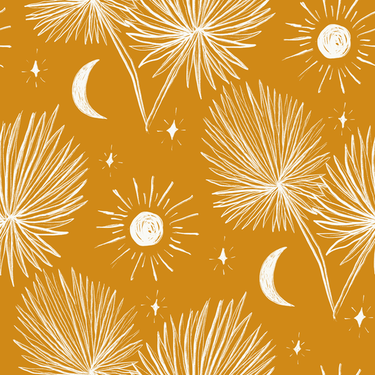 Night Palm Wallpaper, marigold and white - Tampa Home & Garden Store