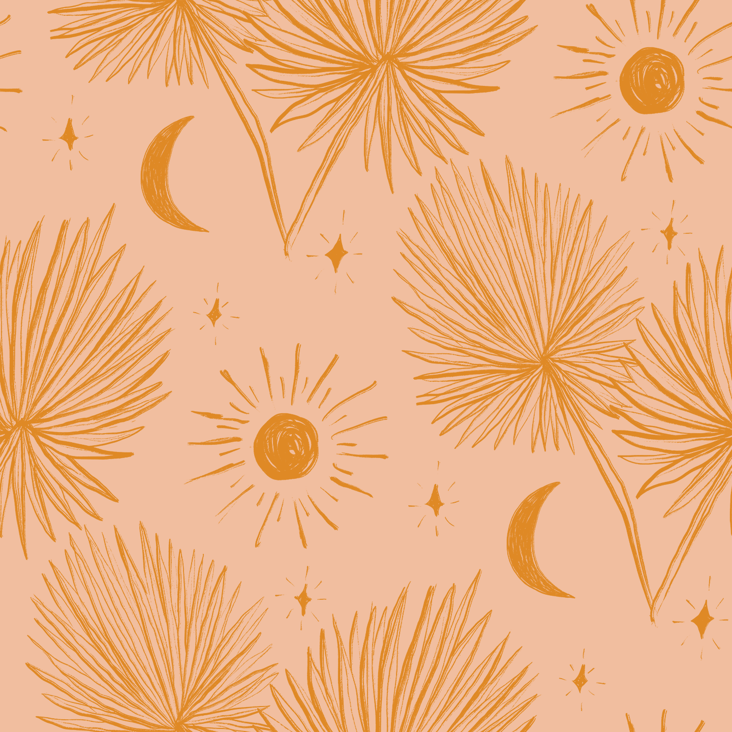 Night Palm Wallpaper, peach and orange - Tampa Home & Garden Store