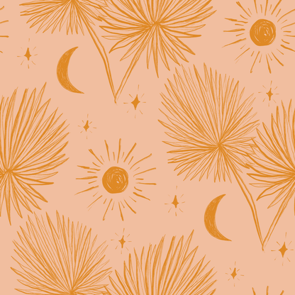 Night Palm Wallpaper, peach and orange - Tampa Home & Garden Store