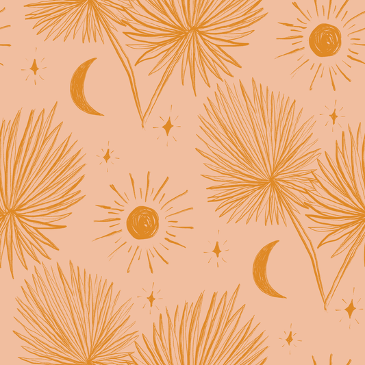 Night Palm Wallpaper, peach and orange - Tampa Home & Garden Store