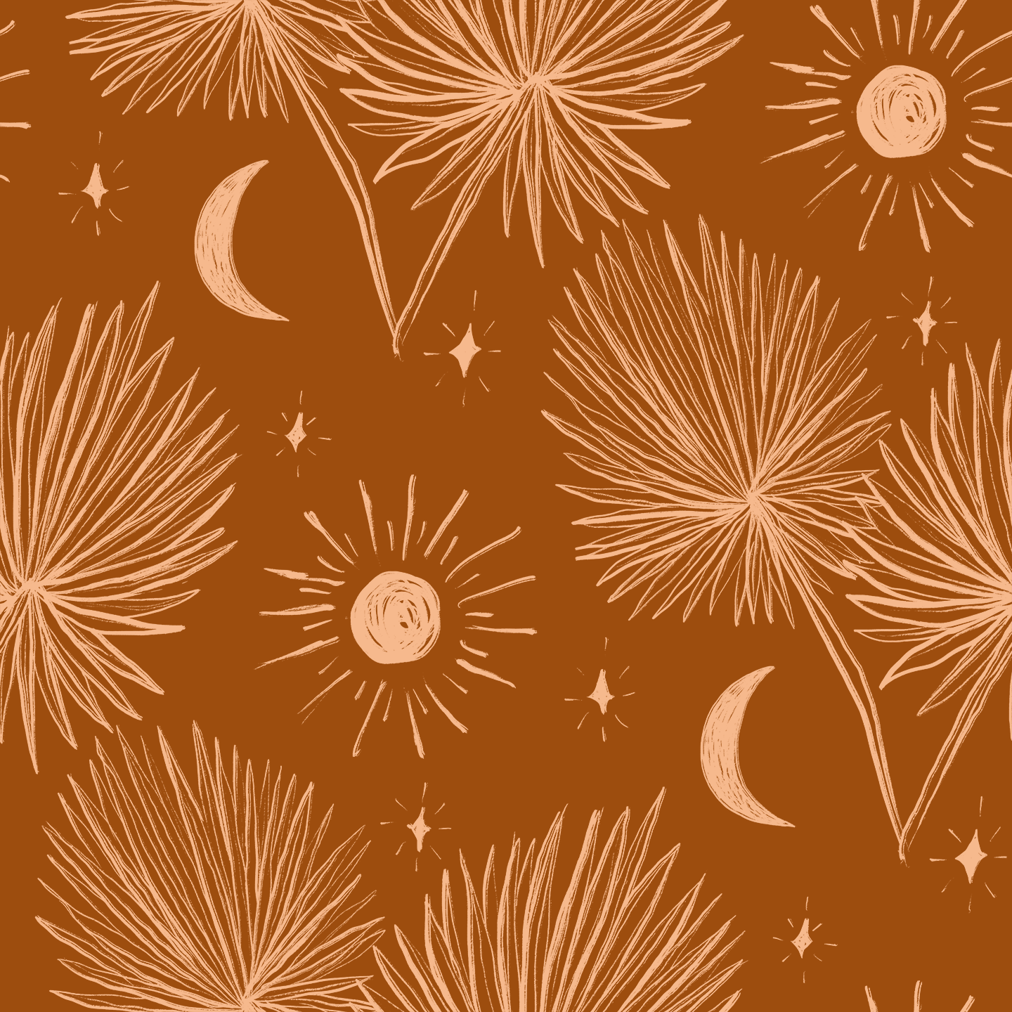 Night Palm Wallpaper, rust and peach - Tampa Home & Garden Store