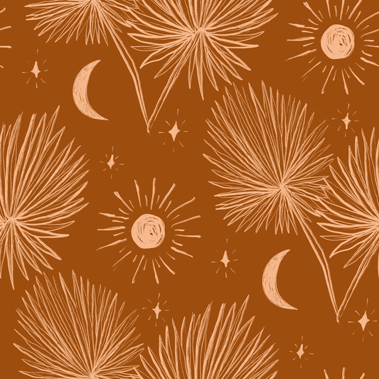 Night Palm Wallpaper, rust and peach - Tampa Home & Garden Store