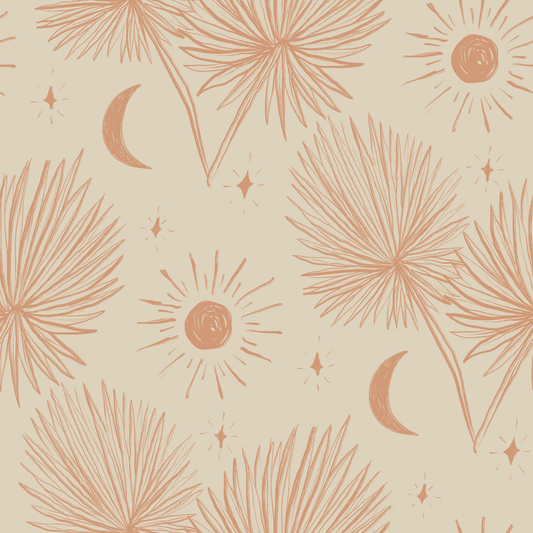 Night Palm Wallpaper, tan and terra cotta - Tampa Home & Garden Store