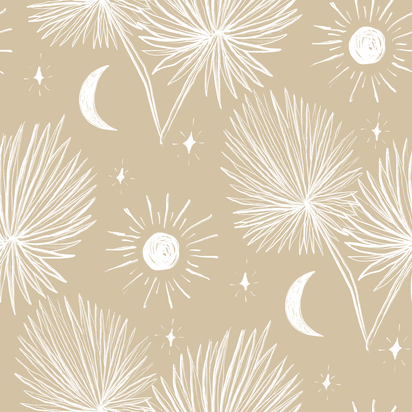 Night Palm Wallpaper, tan and white - Tampa Home & Garden Store