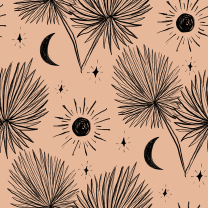 Night Palm Wallpaper, terra cotta and black - Tampa Home & Garden Store