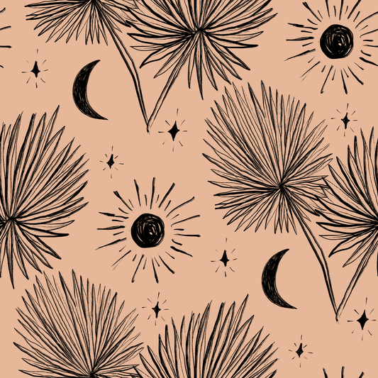 Night Palm Wallpaper, terra cotta and black - Tampa Home & Garden Store