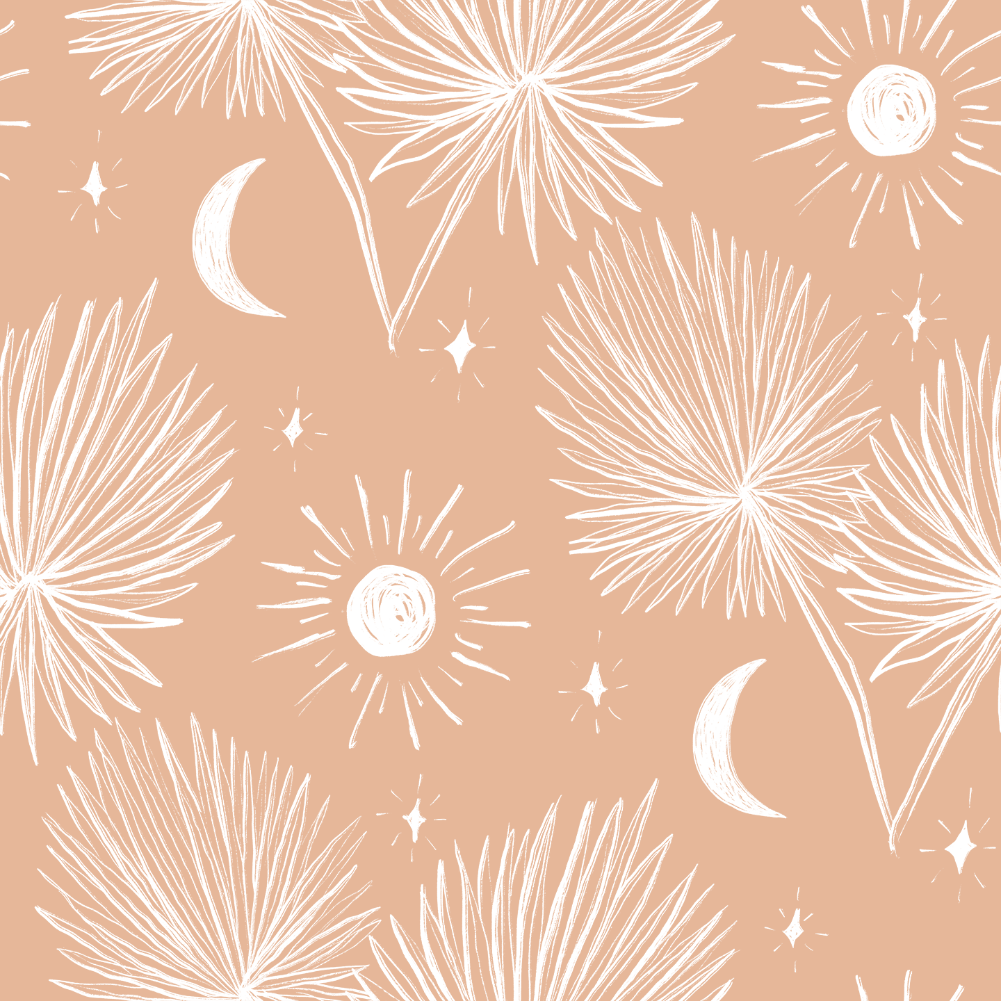 Night Palm Wallpaper, terra cotta and white - Tampa Home & Garden Store