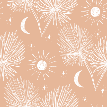Night Palm Wallpaper, terra cotta and white - Tampa Home & Garden Store