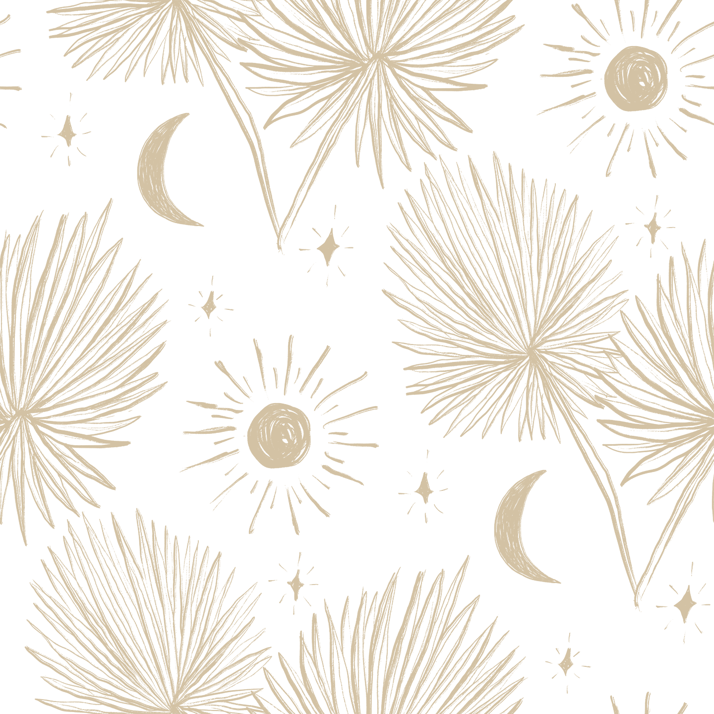Night Palm Wallpaper, white and tan - Tampa Home & Garden Store