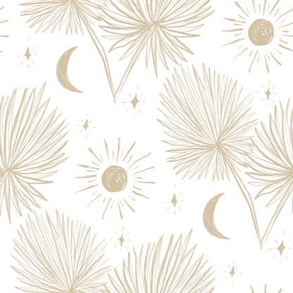 Night Palm Wallpaper, white and tan - Tampa Home & Garden Store