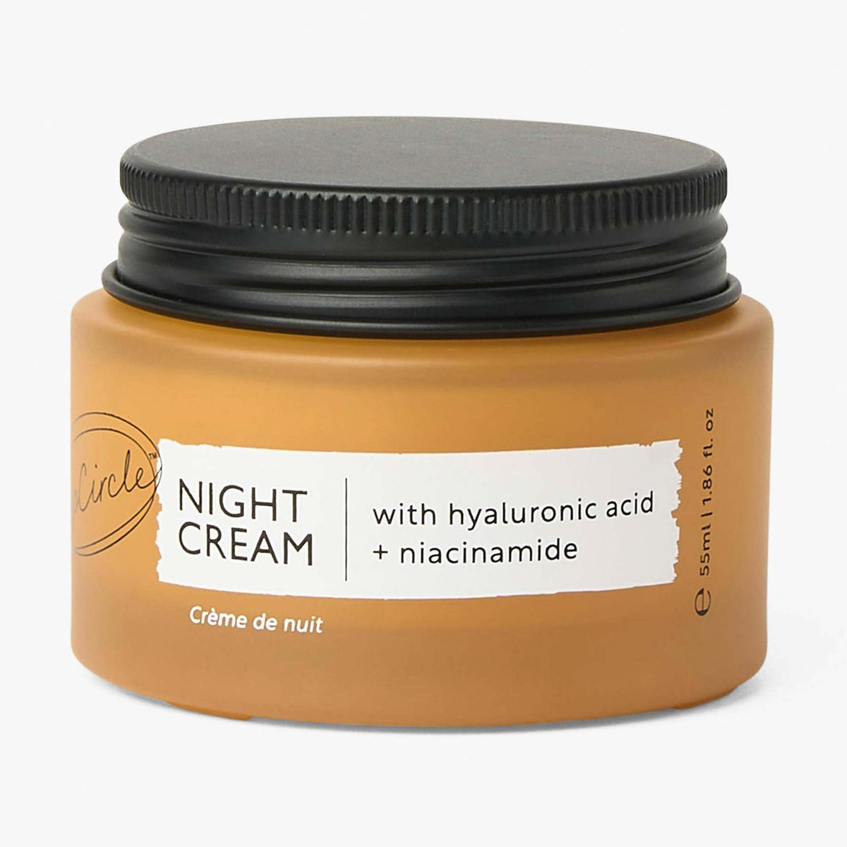 UpCircle Night Cream jar with black lid and bottle label hyaluronic acid and niacinamide on Tampa Home & Garden Store