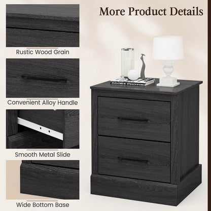 Mesita de noche compacta de madera con cajones de almacenamiento - Gris oscuro