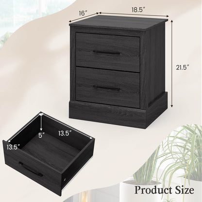 Mesita de noche compacta de madera con cajones de almacenamiento - Gris oscuro